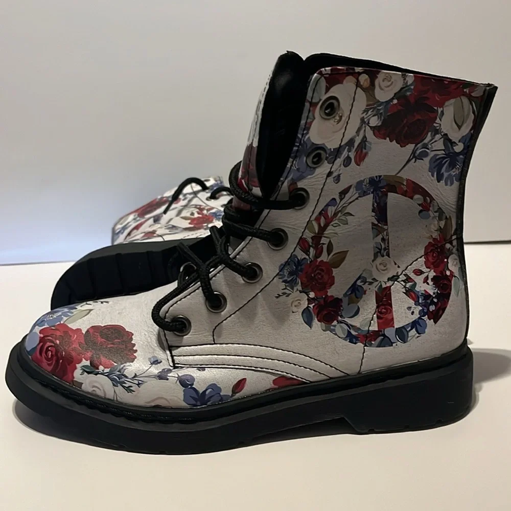 Floral Combat Boots - Picture 2 of 6